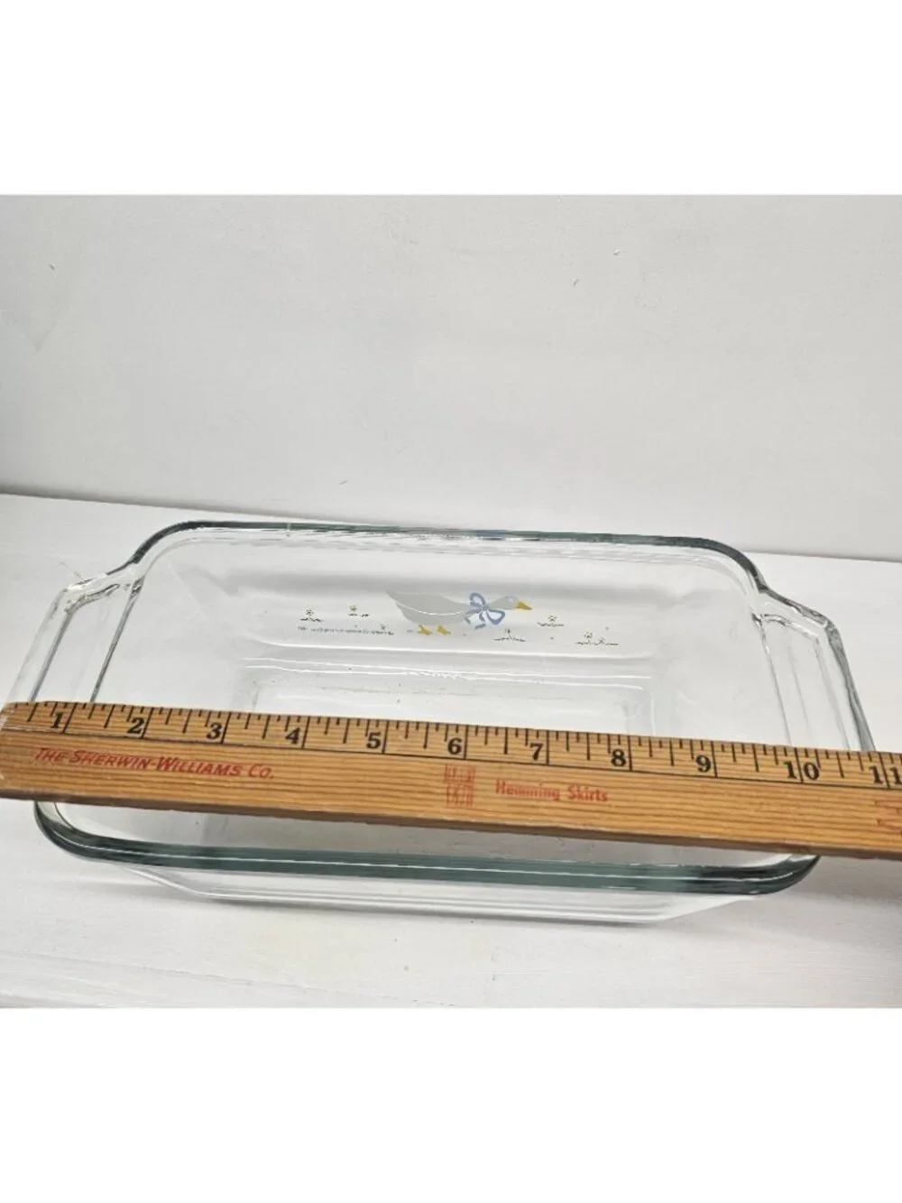 Vintage Anchor Hocking Country Goose Glass Loaf Dish 1.5 QT - Blue Ribbon